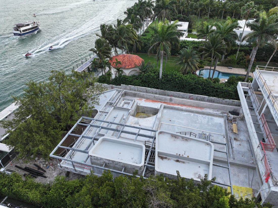 Drone view of the property during construction
